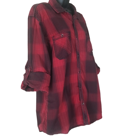 INC International Concept Women's Plaid Button Down Long Sleeve Shirt XL - Picture 3 of 9